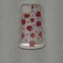 NITITOP Compatible for iPhone 13/ iPhone 14 Case Cute Curly Wave Wavy Frame Shape Shockproof Soft TPU 2 in 1 Flower Floral Phone Cover for Women Girl-Strawberry