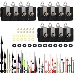 EMOON 12 PCS High Torque Clock Movement Mechanism Replacement Kit with 15 Pack Clock Hands for DIY Clock Repair Silent Clock Motor Parts, Total Shaft Length 16mm,20mm and 23mm