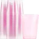 bUCLA 100pcs 12OZ Pink Plastic Cups - Premium Unbreakable Disposable Pink Solo Drinking Cups - Ideal for Wedding, Party & Valentine's Day