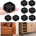 shouwuhho 8 Pack Furniture Risers Adjustable Bed Risers Heavy Duty Lifts Height 1", Square Stackable Bed Risers 1, 2 or 3 Inch for Desk Leg Table Couch Sofa Chair Bed Frame Legs Dorm, Black