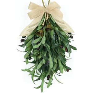 Olive Wreath for Front Door Teardrop Floral Wreath Olive Swag with Greenery Leaves and Fruit, Hanging Bunch for Summer All Season Outdoor Indoor Farmhouse Wall Front Porch Window Decor