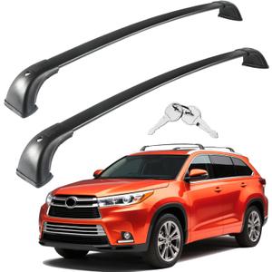 220lbs Roof Rack Cross Bars Fit for Toyota Highlander 2014-2019 XLE Limited & SE & LE Plus & LE, Adjustable Aluminum Crossbars with Lock, Rooftop Cargo Carrier for Bike, Kayak, Luggage