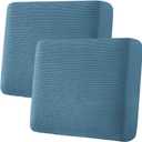 H.VERSAILTEX Super Stretch Individual Seat Cushion Covers - Sofa & Couch Cushion Slipcover Sets - Thick Jacquard Textured Twill Fabric (2 Piece Large, Dusty Blue)