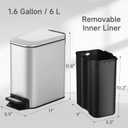 TIPGO Slim Bathroom Trash Can with Lid Soft Close, Step Pedal, 6 Liter / 1.6 Gallon Stainless Steel Trash Bin, Small Garbage Cans for Bedroom, Office, Kitchen (Silver)