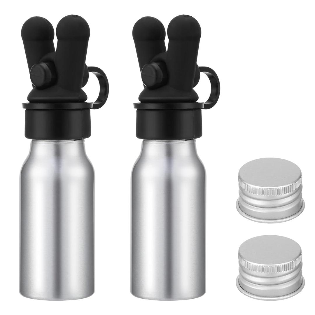 Chunful 2 Pcs Essential Oil Inhalers Leakproof Double Hole Aluminum Aroma Nasal Inhaler Cap Mini Perfume Dispenser Bottle for Enhances Aromatherapy (Black)
