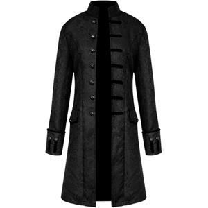 H&ZY Men Steampunk Vintage Jacket Halloween Costume Retro Gothic Victorian Frock Coat Uniform (3X-Large, Black)