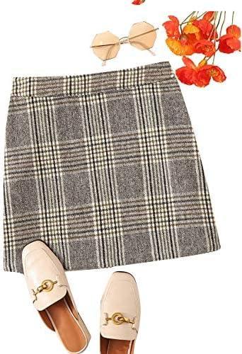Floerns Women's Plaid High Waist Bodycon Mini Skirt L
