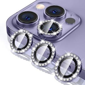 Tensea for iPhone 14 Pro - iPhone 14 Pro Max Camera Lens Protector Bling, 9H Tempered Glass Camera Cover Screen Protector Diamond Metal Individual Ring for 14 Pro 6.1" / 14 ProMax 6.7 inch 2022
