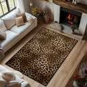 Leopard Area Rug 5x7 for Bedroom,Cheetah Print Carpets for Living Room,Ultra-Thin Washable Throw Rugs Indoor Animal Print Hide Non Slip Accent Floor Mats for Dining Room,Laundry Room,Office,Brown
