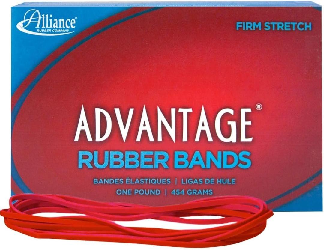 Alliance Rubber 97405 Advantage Rubber Bands Size #117B, 1 lb Box Contains Approx. 200 Bands (7" x 1/8", Red)