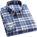 Cromoncent Mens Long Sleeve Oxford Button Down Shirts Casual Dress Shirt for Men,100% Cotton,Plaid/Stripes Shirts, 2XL
