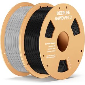 DEEPLEE Rapid PETG Filament 1.75mm, High Speed PETG 3D Printer Filament Up to 600 mm/s, Dimensional Accuracy +/- 0.02 mm, Fits for Most FDM 3D Printers, 2 Pack 1kg Black & Gray