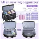 Anitor Large Sewing Supplies Organizer, Double Layer Sewing Storage Organizer with Two Detachable Dividers, Travel Sewing Bag Organizer with Shoulder Strap for Accessories, Black, (Bag Only)