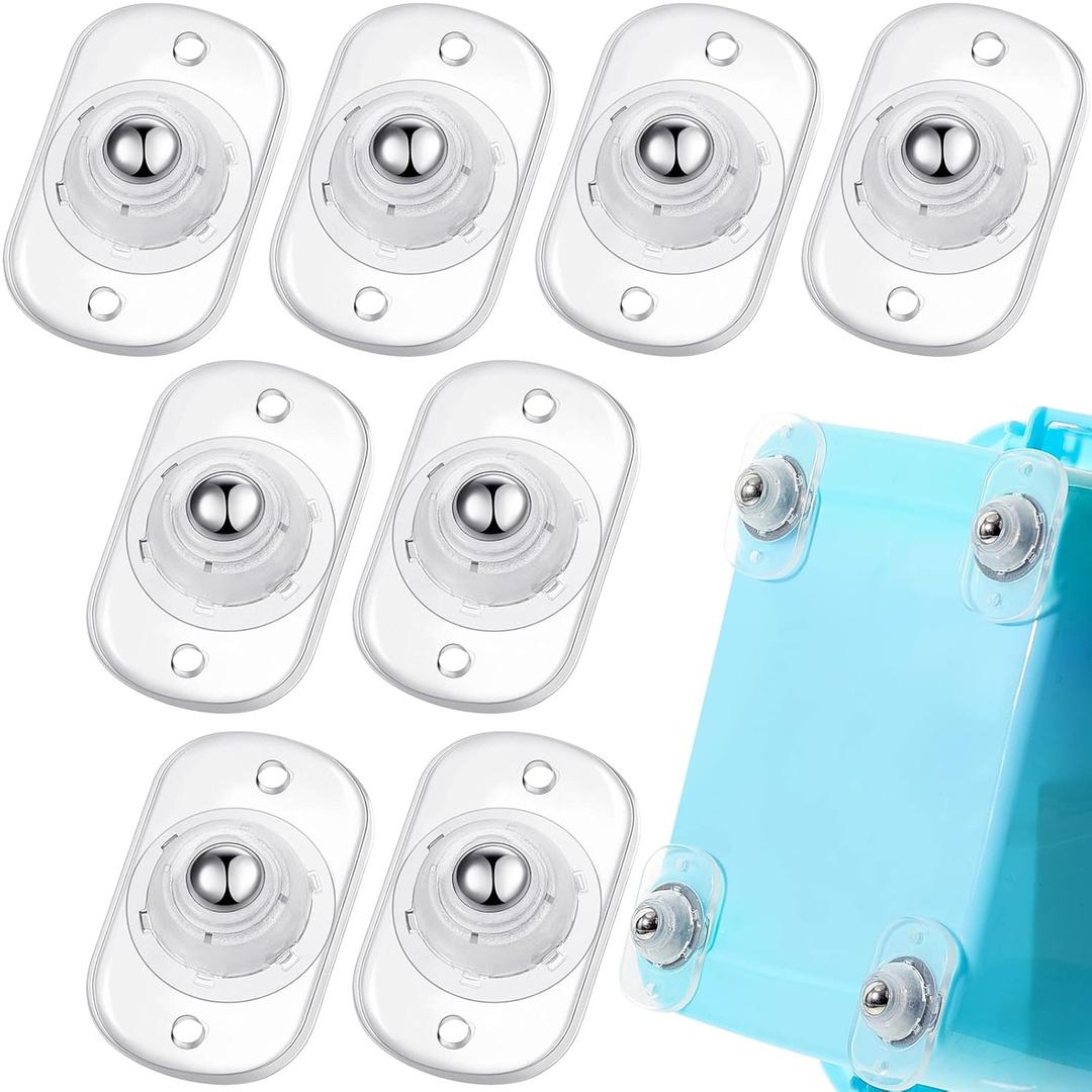 Honoson 8 Pcs Self Adhesive Caster Wheels Appliance Rollers Appliance Sliders for Kitchen 360 Swivel Universal Wheel Mini Small Kitchen (Clear with 1 Steel Ball Style)