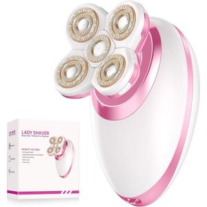 Electric Razors for Women Legs, Flawless Electric Shaver for Women, Rechargeable Waterproof Women's Bikini Trimmer for Arms Legs Underarms Pubic Area, Wet Dry Body Hair Remover (Pink)