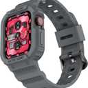 AmBand E1 Sport Case Band for Apple Watch Ultra 3/2/1 & SE 3/2/1 & Series 11 10 9 8 7 6 5 4 3 49mm 46mm 45mm 44mm 42mm 41mm 40mm 38mm, Shockproof & Scratch Resistant Rugged Bumper for Men Women (Space Gray)