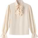 Boys Kids Medieval Pirate Shirt Vampire Costume Renaissance Victorian Scottish Jacobite Ghillie Halloween Tops Beige (6-8 Years)