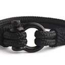 Mens Rope Bracelet - Stainless Steel Black Shackle, Extremely Durable and Scratch Resistant Waterproof Paracord, Handmade, Nautical Wristband for Men B-3-7.75