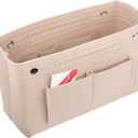 Vercord Felt Purse Tote Organizer Insert Divider Inside Handbag for Women Medium Beige, 11 inch x7.1 inch x3.5 inch