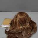 LEOSA Strawberry Blonde Wig With Curtain Bangs - Long Honey Wavy Layered Cut for White Women, Synthetic Mixed Hair for Daily Party Use (18 Inch)