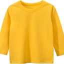 Toddler Boys Long Sleeve T-Shirts Kids Basic Crewneck Cotton Tee Shirts
