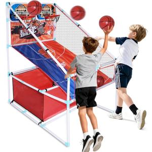 2-Player Kids Arcade Basketball Game Set, Dual Upgraded Hoop with LED Light Electronic Scoreboard 4 Balls, 3-12 Kids Sports Toys Carnival Games, Home Backyard Indoor Outdoor, Boys Girls Toddlers Gifts