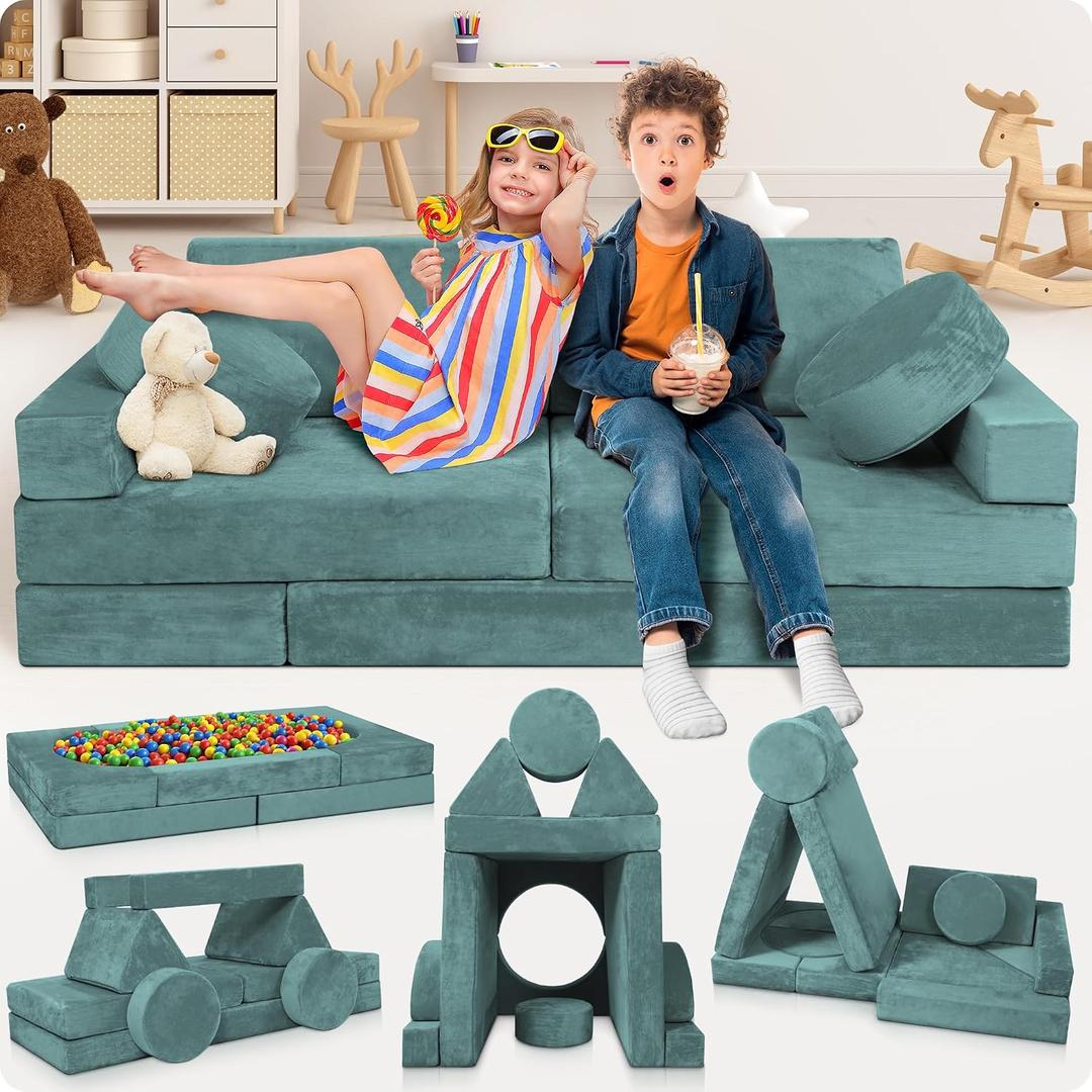 Lunix Modular Kids Play Couch, 14-Piece Sectional Sofa
Playroom furniture for building forts, slides & reading nooks — from toddlers to preteens