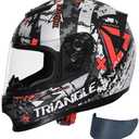 TRIANGLE Kids Motorcycle Helmets Youth Full Face Helmet DOT Approved | Dual Visors (Clear & Tinted) with Adjustable Chin Strap for Teens, Lightweight Youth Street Bike Sport Helmet X-Large