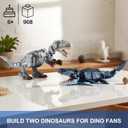 Dual Dinosaur Building Sets - Indominus Rex & Mosasaurus Dinosaur Toys with Poseable Joints, STEM Educational Toys for Kids Ages 6-12, Creative Birthday Gifts for Boys and Girls