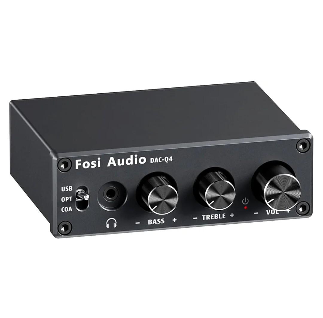 Fosi Audio Q4 DAC Headphone Amp for PC, Desktop Digital to Analog Audio Converter for Home Stereo Amplifier and Powered Speakers, PC-USB/Optical/Coaxial Inputs, 3.5mm Headphone/RCA Outputs