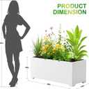 Metal Planter Box 36"L x 15"W x 15"H, Large Outdoor Rectangle Planters with 6 Drainage Holes & Raised Bottom, All-Weather Garden Planter Box for Patio, Lawn, Commercial & Residential, White