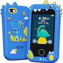 KOKODI Kids Smart Phone Toys, Birthday Gifts Idea Dinosaur Toys for 3 4 5 6 7 8 Year Old Boys, Touchscreen HD Digital Dual Video Camera, Preschool Learning Toy for Kids 3-5 Travel Trip Activity (Blue)
