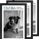 12x18 Frame Set - 3 Pack, Textured Black Wooden Poster Frame with HD Tempered Glass, Room, Office, Gallery, Studio, and Hallway Decor - Wall Hanging