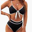 Blooming Jelly Womens High Waisted Bikini Set Tie Knot High Rise Two Piece Swimsuits Bathing Suits XL