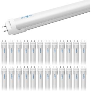 T8/T10/T12 4 Foot LED Light Tube 20W 48 inch, 40W Equivalent, Natural White 4000K, Frosted Cover, Dual-end Powered, Ballast Bypass Retrofit, ETL Listed, 25-Pack