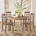 COLAMY Wooden Dining Chairs Set of 4, Nine-Square High Back Kitchen Side Chair, Farmhouse Dining Chairs for Kitchen and Dining Room, Light Brown