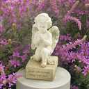 Praying Angel Figurine  6.5" Resin Memorial Angel Statue with Folded Hands, Cherub Remembrance Sculpture with Forever with The Angels Inscription, Sympathy Gift for Loss and Healing
