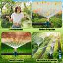 Tioncy 4 Pack Metal Lawn Sprinkler Automatic Garden Water Sprinkler on Spike Base 360 Degree Rotation with Adjustable Brass Nozzle for Lawn Garden Yard(Green)