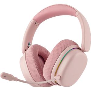 EPOMAKER X Aula G7 Pro Wireless Gaming Headset, Dual Mode BT5.3 & 2.4GHz, 7.1 Surround Sound, 80+ Hour Battery, RGB Light, with Noise Canceling Mic for PS5, PS4, Switch, PC (Pink)