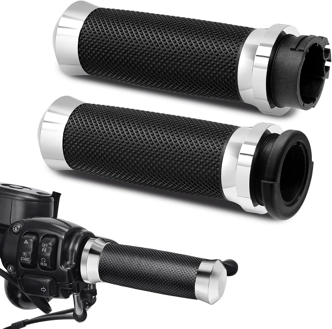 Amazicha 1inch Handlebar Grips, Cable Throttle Control Hand Grips Fit for Harley 96-07 Touring, 96-Later XL, 02-17 VRSC, 08-13 XR, 96-17 Dyna (Except FXDLS)