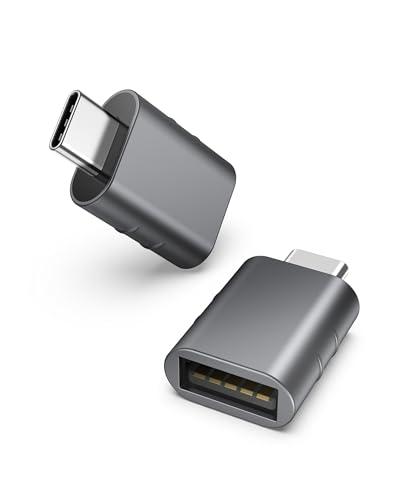 Syntech USB C to USB Adapter Pack of 2, USB 3.0 Female to Thunderbolt 4/3 Adapter Compatible with MacBook Pro Air 2024, Surface, iPad, iPhone, Galaxy Notebook, XPS and More Type C Devices, Space Grey