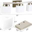 3 Light Bathroom Vanity Light Over Mirror, Modern Brushed Nickel Vanity Lights with Milky Glass Shade, 23 inches Vanity Lighting Fixtures for Bathroom Lighting