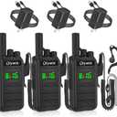HTD 825 Long Range Two Way Radio - Waterproof Rechargeable Walkie Talkies- Premium Communication Devices with VOX Function 3 Pack for Outdoor Adventures Camping Cruises for Adults, Black