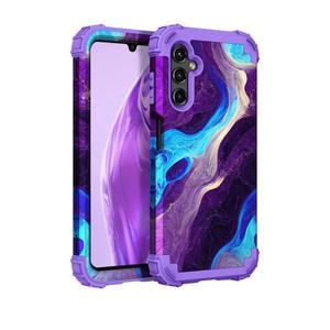 Hocase for Galaxy A14 5G Case, Heavy Duty Shockproof Protection Soft Silicone Rubber Bumper+Hard Plastic Hybrid Protective Case for Samsung Galaxy A14 5G (6.6" Display) 2023 - Blue Purple Marble
