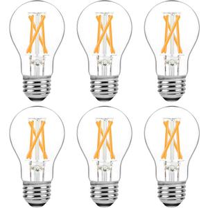 Brightever Dimmable E26 LED Bulb 60 Watt Equivalent, 6W Vintage Edison Light Bulbs 2700K for Ceiling Light Fan, A15 Refrigerator Clear Filament Appliance Warm White Globe Light Bulbs 600LM 6-Pack
