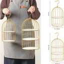 Gold Bird Cage Cupcake Stand Set, 2-Piece 3-Tier and 2-Tier Acrylic Dessert Display Trays, Metal Serving Stands for Wedding, Birthday, Baby Shower, Tea Party and Buffet Table Decor