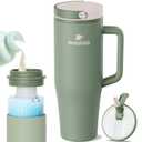 Reuseable Breastmilk Storage Bottle, Portable Breast Milk Cooler for Outdoor Travel TSA Approved, 40oz Larger Capacity Chiller Container Keeps Milk Fresh for 24+ Hours (Green)