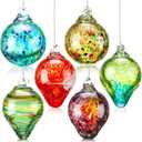 Tioncy 6 Pcs Hand Blown Glass Christmas Ornaments Gazing Glass Ball Ornaments Christmas Balls Xmas Tree Ball Witches Gazing Balls for Holiday Xmas Decorations(Diverse Shapes)