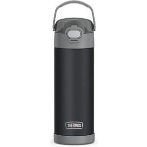 THERMOS FUNTAINER 16 Ounce Stainless Steel Vacuum Insulated Bottle with Wide Spout Lid, Matte Charcoal