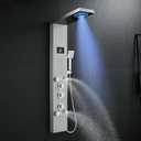 ROVOGO No Battery Needed Shower Panel System with Led Lights MIST & RAIN Shower, Body Jets, Handheld, Tub Spout and Temp Display, Hydroelectric Led Shower Tower Column Stainless Steel Brushed